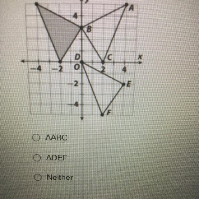 Which triangle is a translation of the gray triangle-example-1