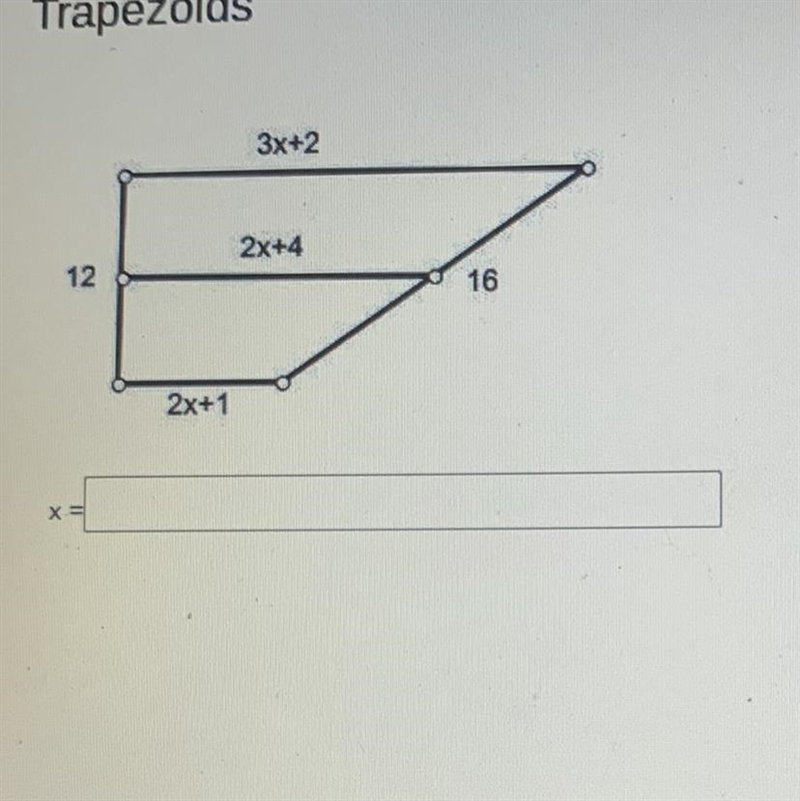 Find the value of x for this trapezoid.-example-1