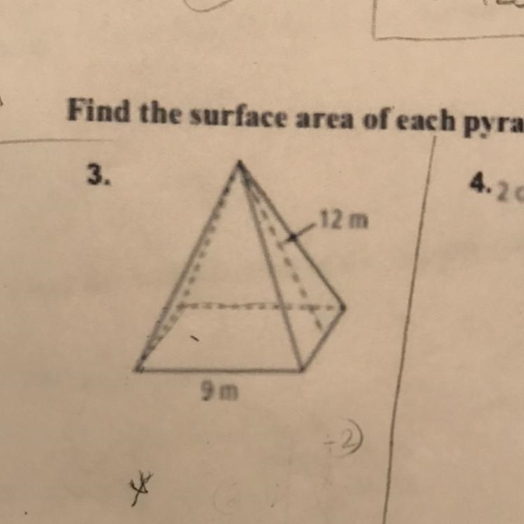 Find the surface area of each pyramid to the nearest whole number-example-1