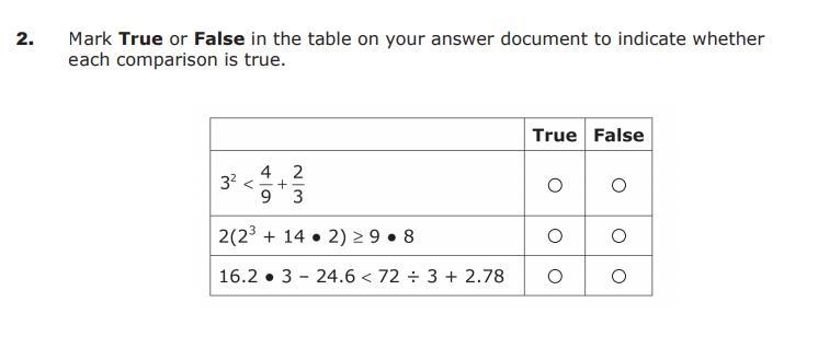 Help please Mark True or False in the table on your answer document to indicate whether-example-1