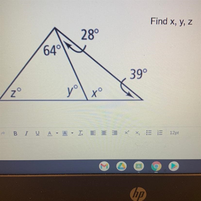 Help! Find x, y, z Worth 20 points-example-1