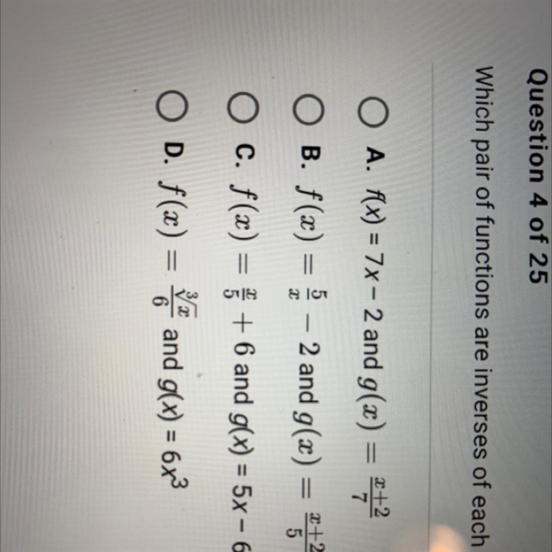 Which pair of functions are inverse of each other-example-1