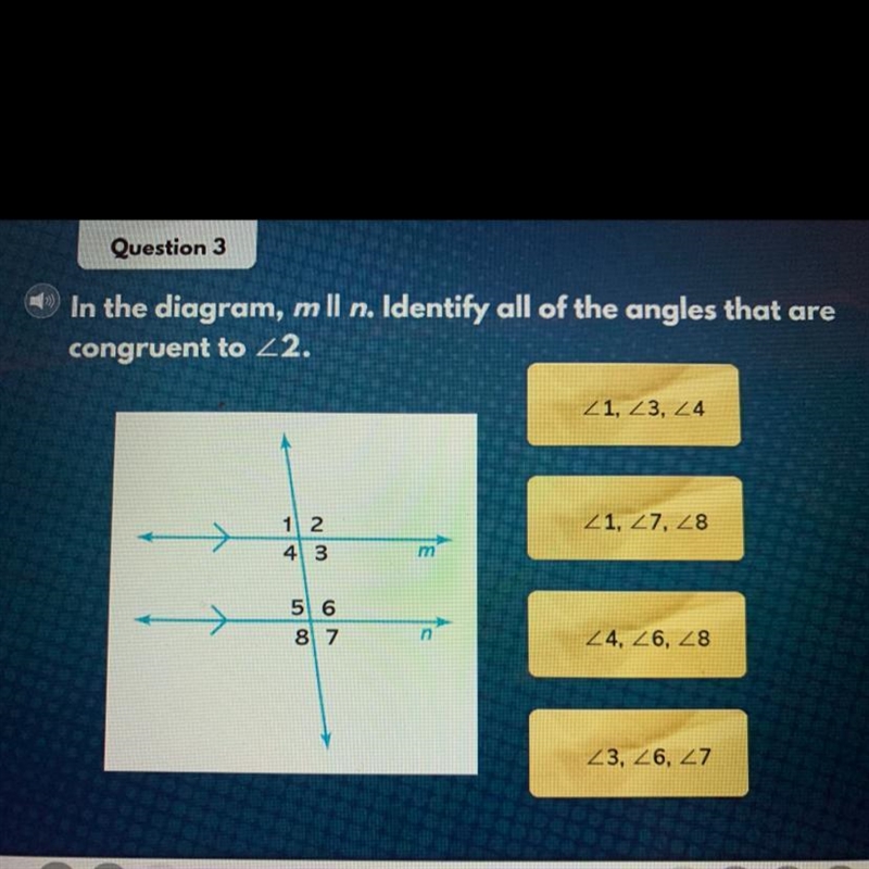 In the diagram M identify all of the angles that are congruent to 2-example-1