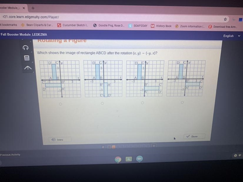 Which shows the image of rectangle ABCD after the rotation (x, y) - (-y, x)?-example-1