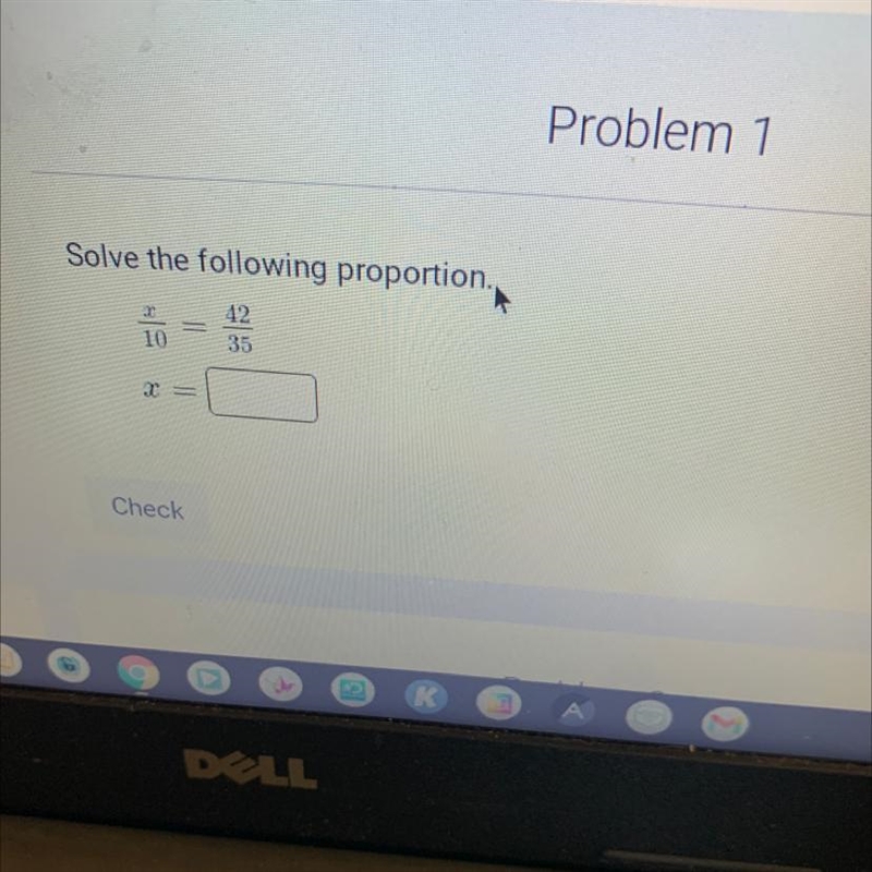 Solve the following proportion. х 42 35 10-example-1