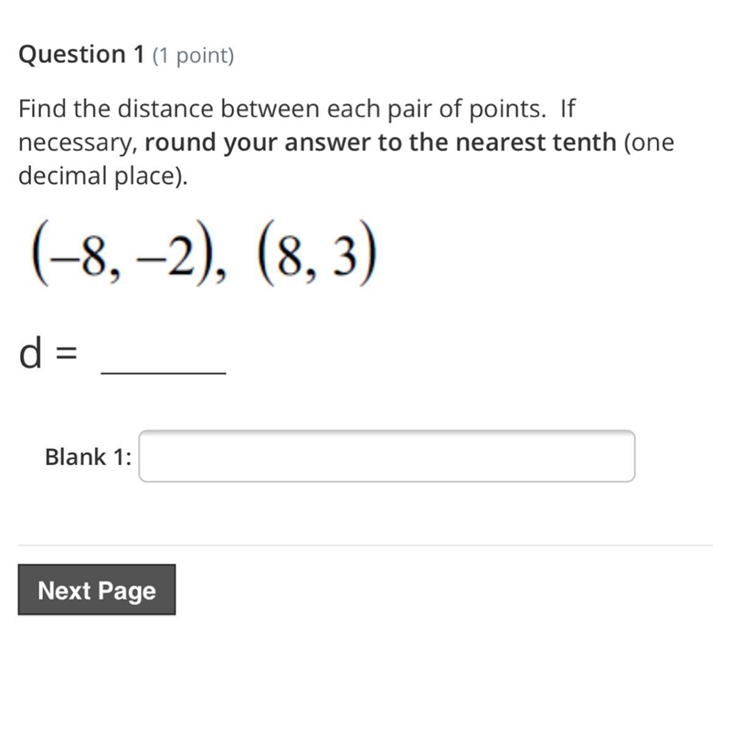 Find the distance between points(-8,-2), (8,3)-example-1