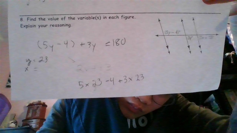 PLEASEPLEASEPLEASE HELP!!!!!!!!!!! Don't mind to much of the notes, I think y=23, but-example-1