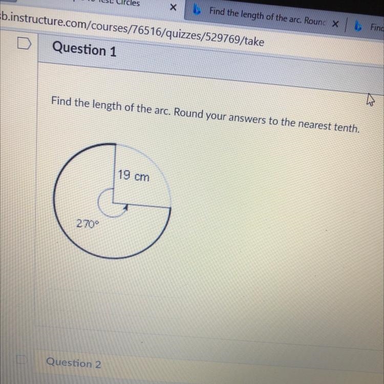 Find the length of the arc. Round your answers to the nearest tenth.-example-1