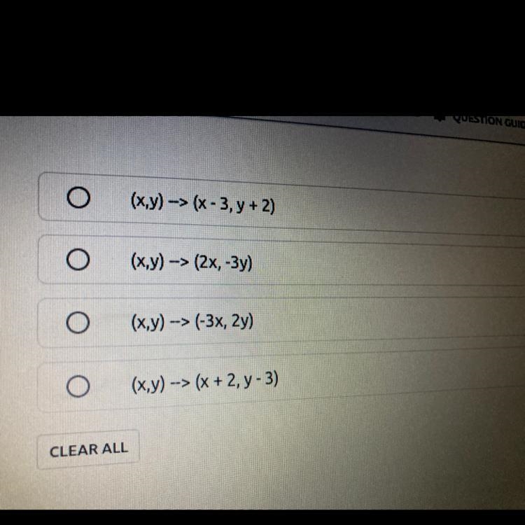 9. Triangle ABC was translated 2 units to the right and 3 units down. Which rule describes-example-1