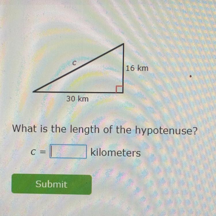 What is the length of the hypotenuse?-example-1