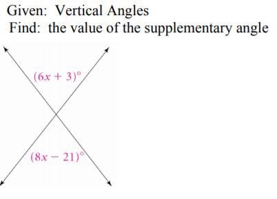 Vertical Angles: Find the Supplementary Angles (photo provided)-example-1