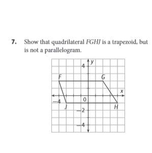 7.Show that quadrilateral FGHJ is a trapezoid, but is not a parallelogram.-example-1