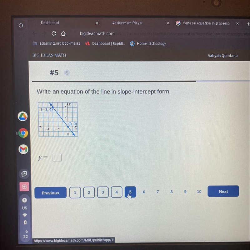 Write an equation of the line in slope intercept form-example-1