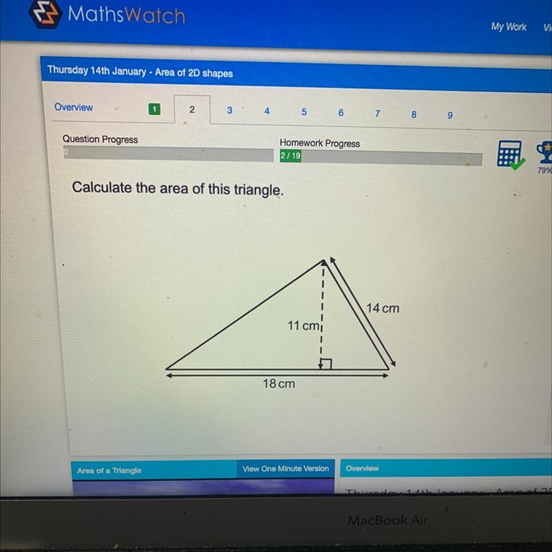 Calculate the area of this triangle-example-1