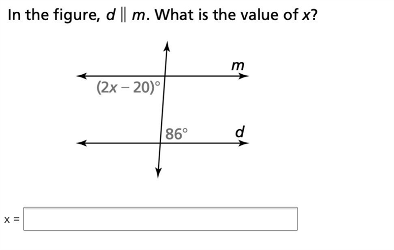 In the figure, d || m. What is the value of x?-example-1