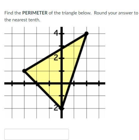 Find the PERIMETER of the triangle below. Round your answer to the nearest tenth.-example-1