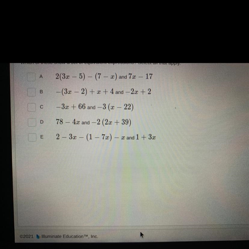 Which of these show a set of equivalent expressions ? select all that apply-example-1