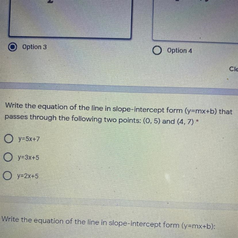 A: y=5x+7 b:y= 3x+5 c: y=2x+5-example-1