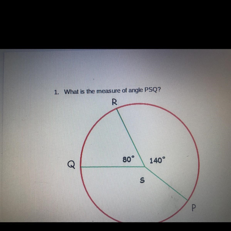 1. What is the measure of angle PSQ? 80° 140°-example-1