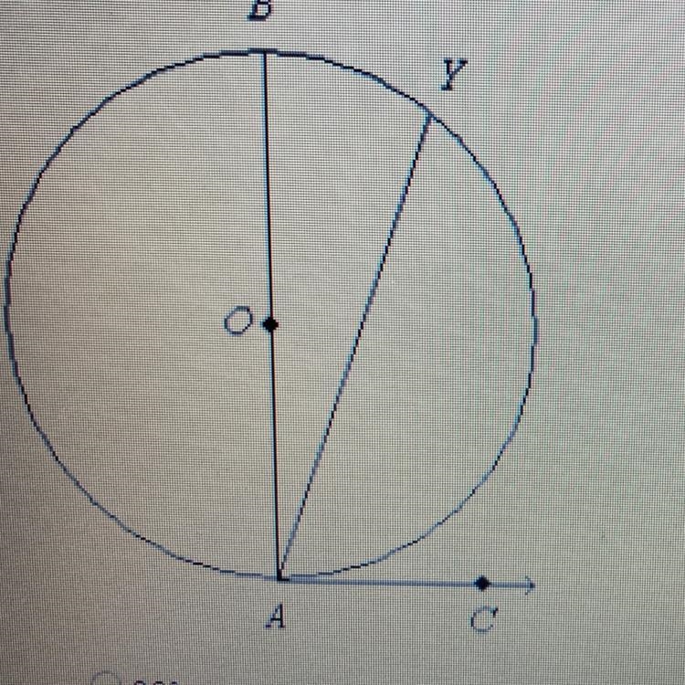 If mBY =41 what is m YAC the figure is not drawn to scale. A. 98 B. 139 C. 69.5 D-example-1