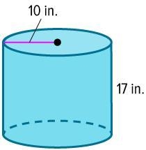 Which equation is the formula for the volume of the cylinder below? A) V = π ∙ 102 ∙ 17 B-example-1