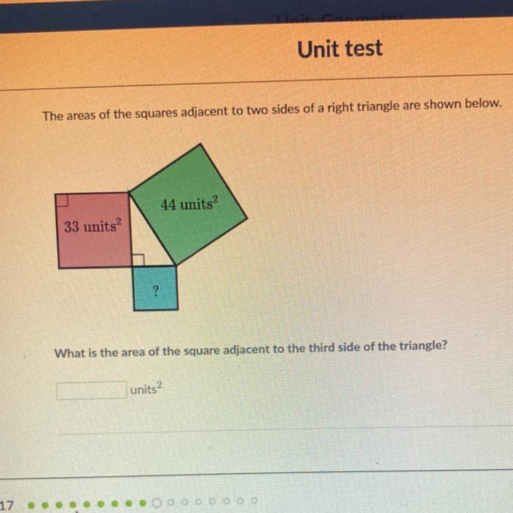 Pls help i’m so confused!! The areas of the squares adjacent to two sides of a right-example-1