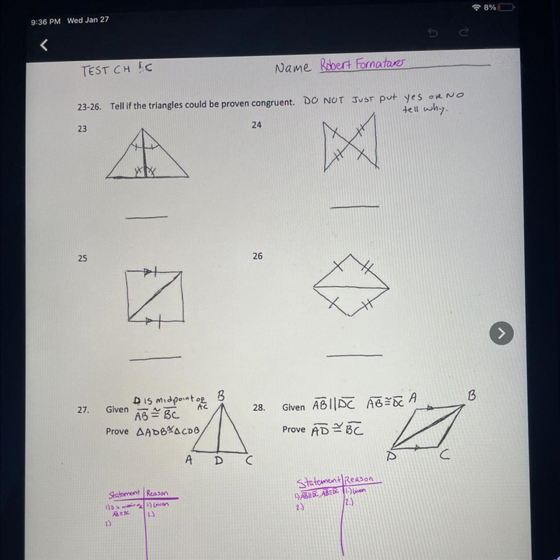 PLEASE FAST!!!! tell if the triangles could be proven congruent and prove?-example-1