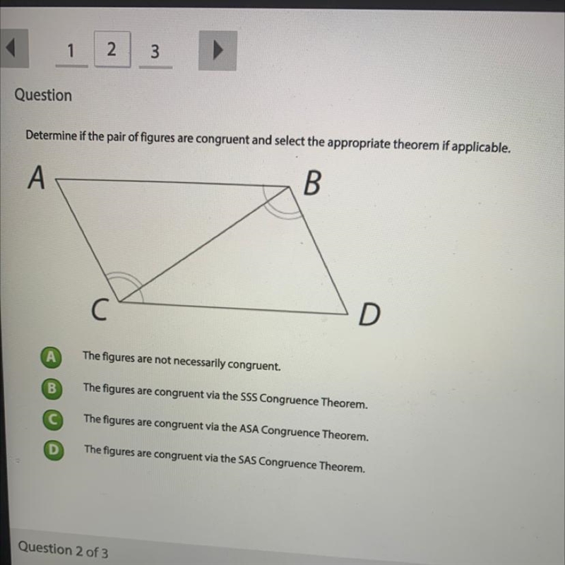 Determine if the pair of figures are congruent and select the appropriate theorem-example-1