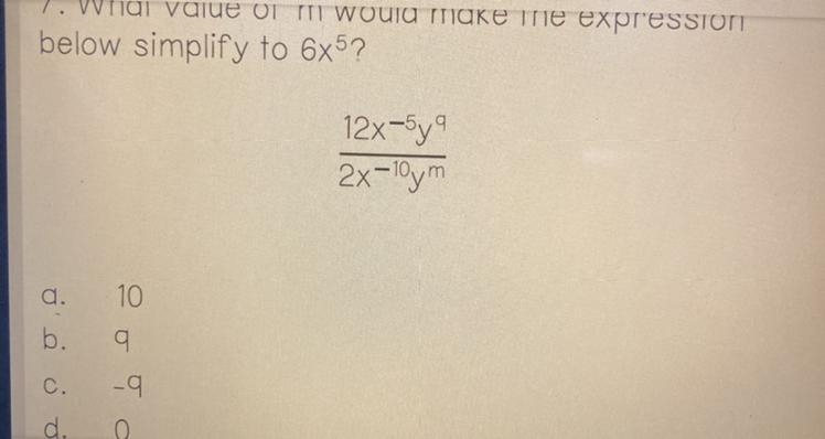 What value of m would make the expression below simplified to 6x￼-example-1