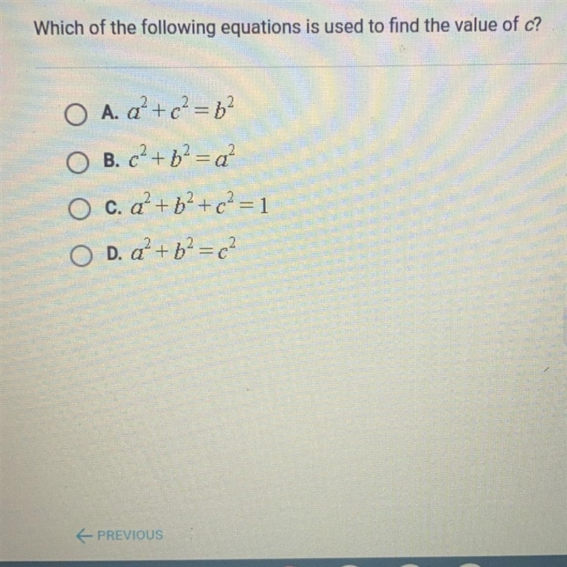 Which of the following equations is used to find the value of c?-example-1