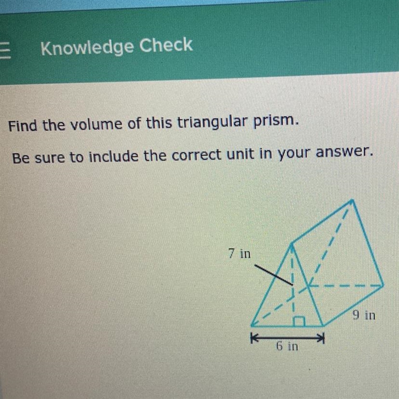 Find the volume of this triangular prism. Be sure to include the correct unit in your-example-1