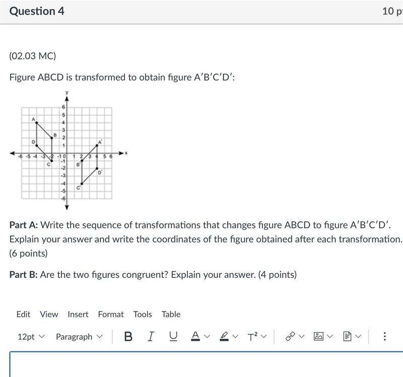 Figure ABCD is transformed to obtain figure A′B′C′D′: A coordinate grid is shown from-example-1