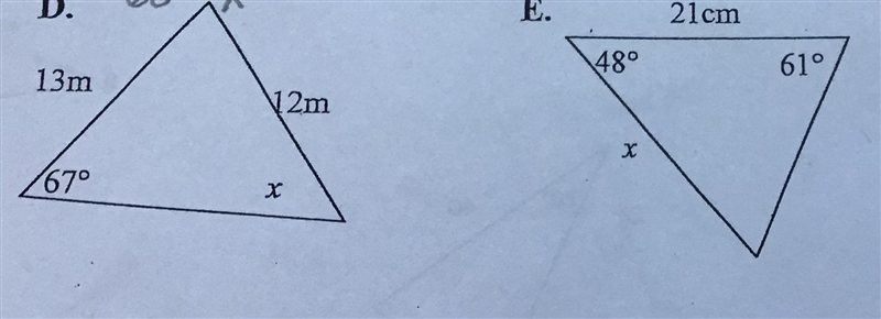 Mhanifa please help! Solve for the unknown in each triangle. Round to the nearest-example-1