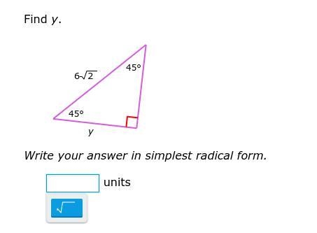 Find y. Write your answer in simplest radical form.-example-1