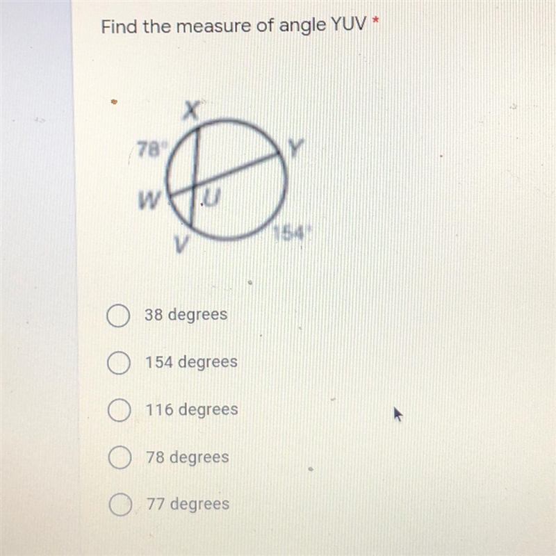 Find the measure of angle YUV-example-1