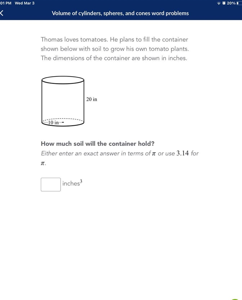 Help!!!! Volume of a cylinder!!!!-example-1