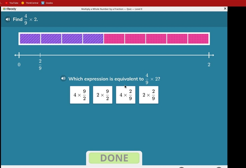 Which expression is equivalent to 4/9 x 2-example-1