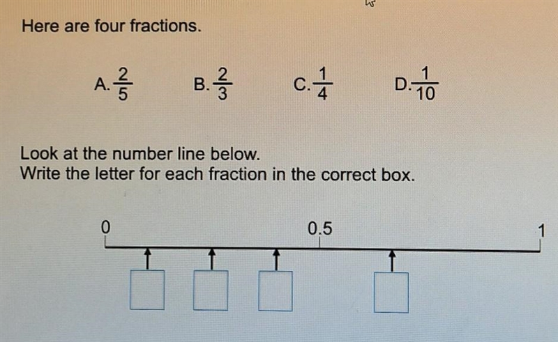 Write the letter below for each fraction in the correct box?​-example-1