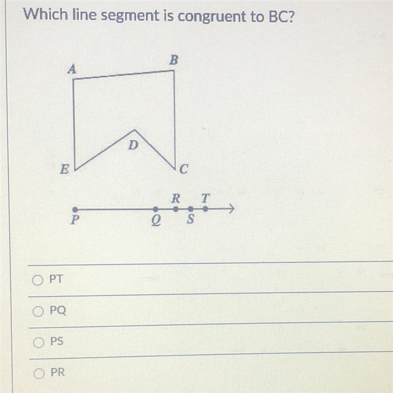 Which line segment is congruent to BC? GEOMETRY HELP PLS!!!-example-1