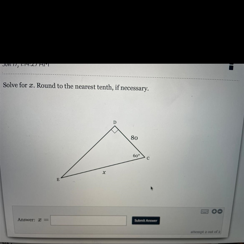 Solve for x round to the nearest tenth if necessary-example-1