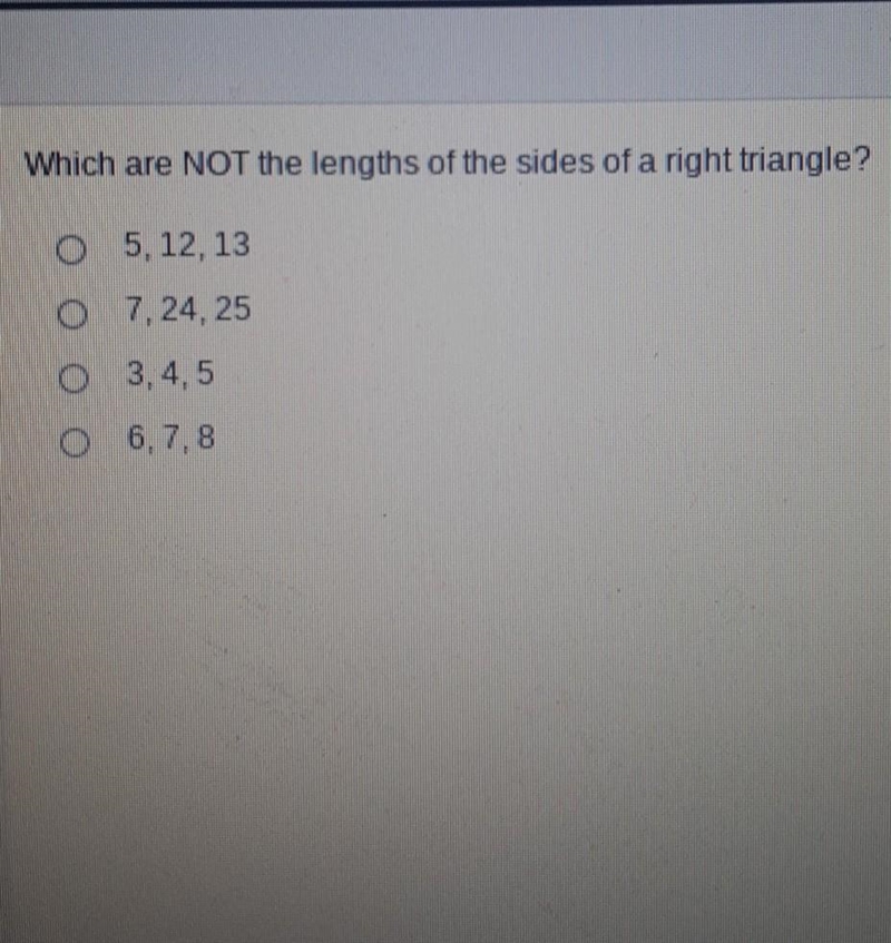 Which are not the length of sides of a right​-example-1