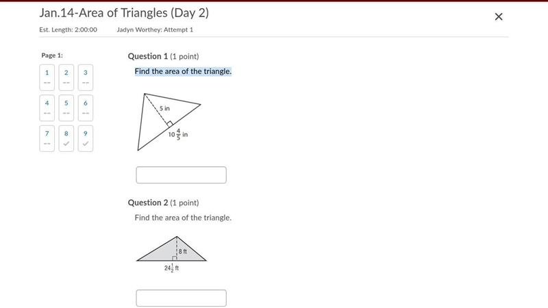 Find the area of the triangle.-example-1