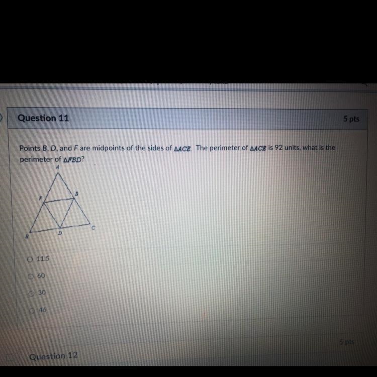 Help pls!! What is the perimeter of triangle FBD?-example-1