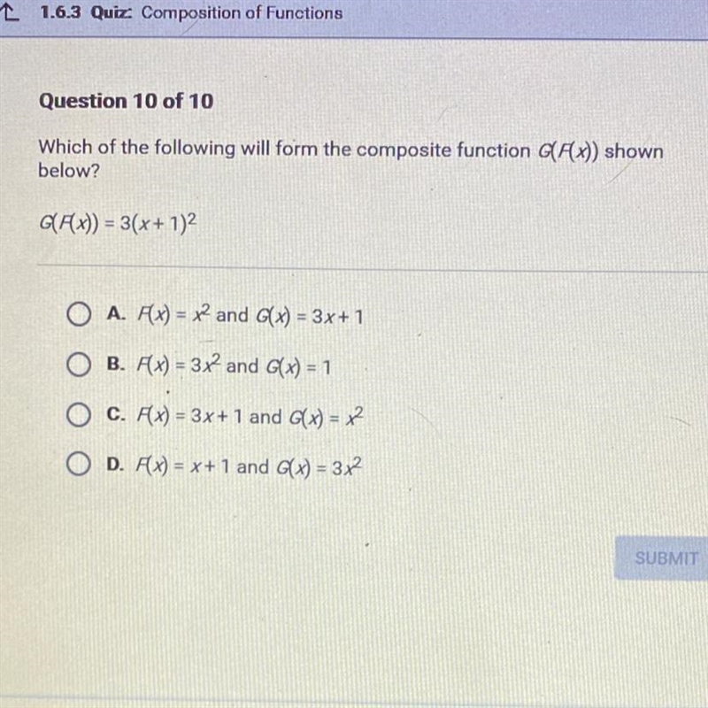 Question 10 of 10 PLEASE PLEASE HELP ME Which of the following will form the composite-example-1