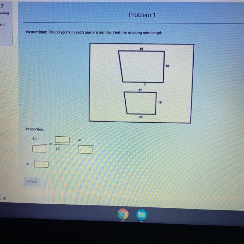 ***CAN SOMEONE HELP ME PLEASE!!*** The polygon in each pair are similar. Find the-example-1