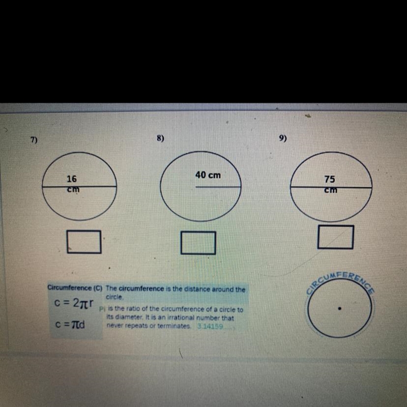 Find the circumference of each circle from the given radius or diameter-example-1