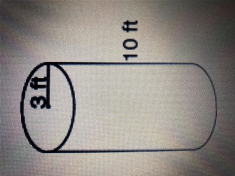 (Help needed) What’s the approximate total surface area of the cylinder? A) 283.36ft-example-1