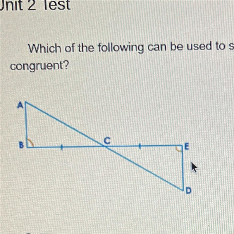 Which of the following can be used to show that these two triangles are congruent-example-1