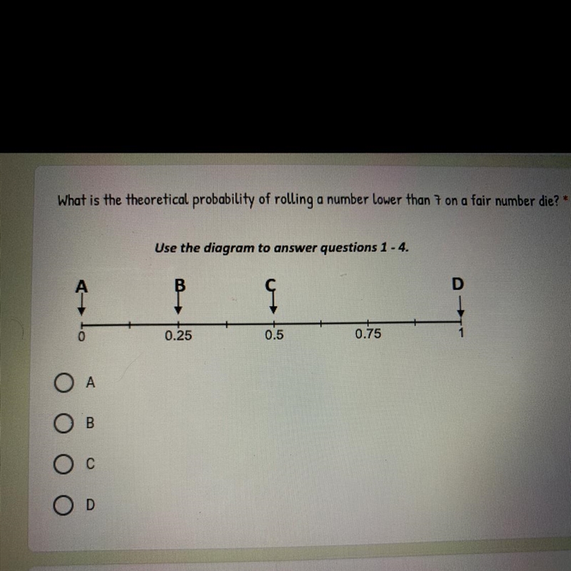 What is the theoretical probability of rolling a number lower than 7 on a fair number-example-1