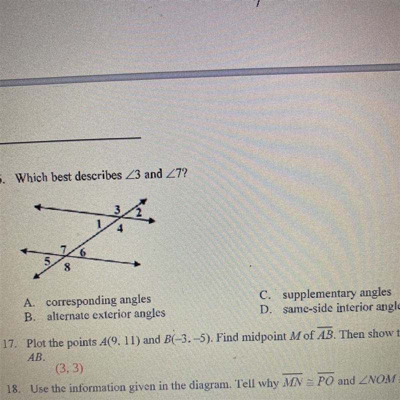 Which best describes angle 3 and angle 7?-example-1